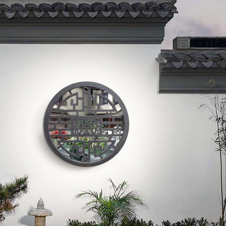 中國(guó)古鎮(zhèn)風(fēng)格客棧花窗鏤空窗飾扇形多邊形框架花朵圖案矢量圖素材